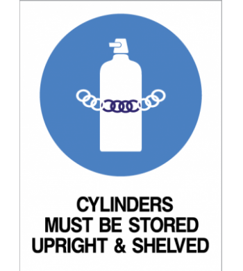 CYLINDERS MUST BE STORED UPRIGHT & SHELVED