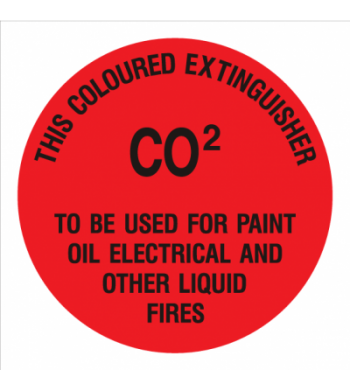 C02 - THIS COLOURED EXTINGUISHER TO BE USED FOR PAINT OIL ELECTRICAL AND OTHER LIQUID FIRES