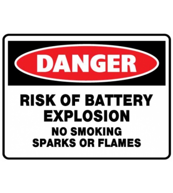DANGER RISK OF BATTERY EXPLOSION NO SMOKING SPARKS OR FLAMES