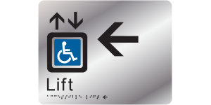 Accessible Lift - Left Arrow manufactured by Bathurst Signs