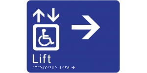 Accessible Lift - Right Arrow manufactured by Bathurst Signs