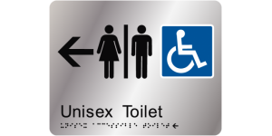 Airlock - Unisex Accessible Toilets - Left Arrow manufactured by Bathurst Signs