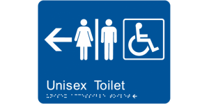 Airlock - Unisex Accessible Toilet - Left Arrow manufactured by Bathurst Signs