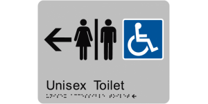 Airlock - Unisex Accessible Toilets - Left Arrow manufactured by Bathurst Signs