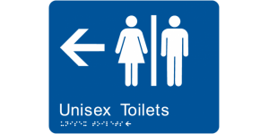 Airlock - Unisex Toilets (Left Arrow) manufactured by Bathurst Signs