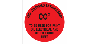 C02 - THIS COLOURED EXTINGUISHER TO BE USED FOR PAINT OIL ELECTRICAL AND OTHER LIQUID FIRES