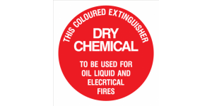 DRY CHEMICAL - THIS COLOURED EXTINGUISHER TO BE USED FOR OIL LIQUID AND ELECTRICAL FIRES
