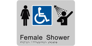 Female Accessible Shower manufactured by Bathurst Signs