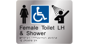 Female Accessible Toilet and Shower LH manufactured by Bathurst Signs