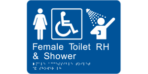 Female Accessible Toilet and Shower RH manufactured by Bathurst Signs