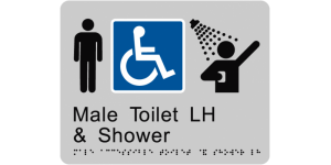 Male Accessible Toilet and Shower LH manufactured by Bathurst Signs