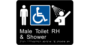 Male Accessible Toilet and Shower RH manufactured by Bathurst Signs