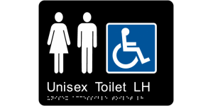 Unisex Accessible Toilet LH manufactured by Bathurst Signs