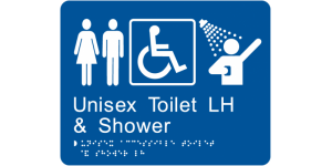 Unisex Accessible Toilet and Shower LH manufactured by Bathurst Signs