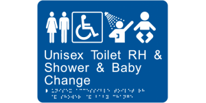 Unisex Toilet RH & Shower & Baby Change manufactured by Bathurst Signs