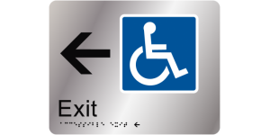 Accessible Exit (Left Arrow) manufactured by Bathurst Signs