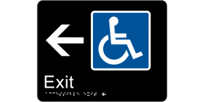 Accessible Exit (Left Arrow) manufactured by Bathurst Signs