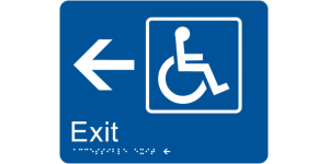 Accessible Exit (Left Arrow) manufactured by Bathurst Signs