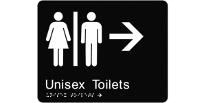 Airlock - Unisex Toilets (Right Arrow) manufactured by Bathurst Signs