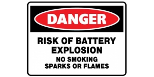 DANGER RISK OF BATTERY EXPLOSION NO SMOKING SPARKS OR FLAMES