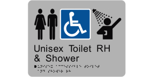 Unisex Accessible Toilet and Shower RH manufactured by Bathurst Signs