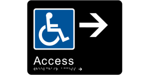 Wheelchair Access - Right -  Braille Tactile Sign manufactured by Bathurst Signs